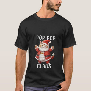 Womens POP POP Santa Claus Cute Dancing Cat Kitty T-Shirt