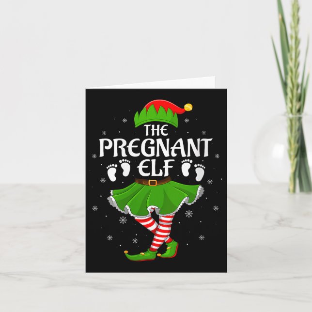 Womens Pregnant Elf Christmas Family Girls Women E Card (Front)