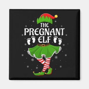 Womens Pregnant Elf Christmas Family Girls Women E Magnet