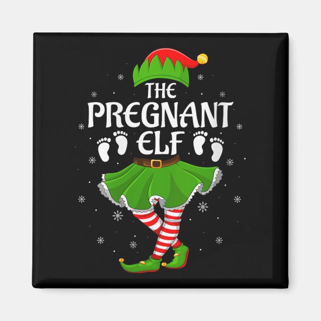 Womens Pregnant Elf Christmas Family Girls Women E Magnet (Front)