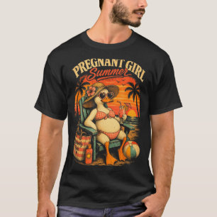 Womens pregnant girl summer funny duck baby T-Shirt