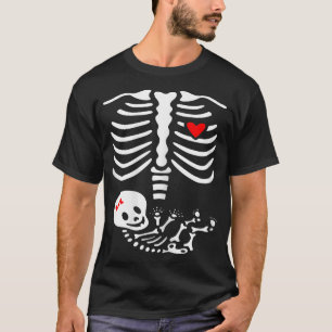 Womens Pregnant Mum Halloween Baby Skeleton T-Shirt