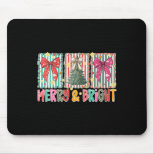 Womens Preppy Coquette Bow Christmas Tree Merry An Mouse Pad