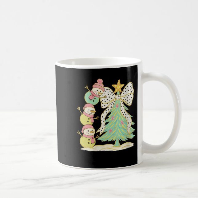 Womens Preppy Coquette Christmas Snowm 2025 Funny  Coffee Mug (Right)