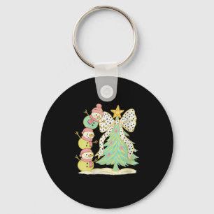 Womens Preppy Coquette Christmas Snowm 2025 Funny  Key Ring