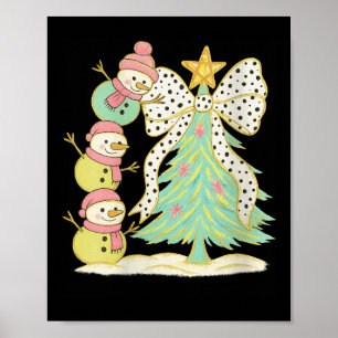 Womens Preppy Coquette Christmas Snowm 2025 Funny Poster