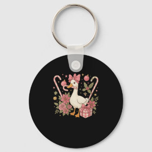 Womens Preppy Coquette Goose Christmas 2025 Family Key Ring