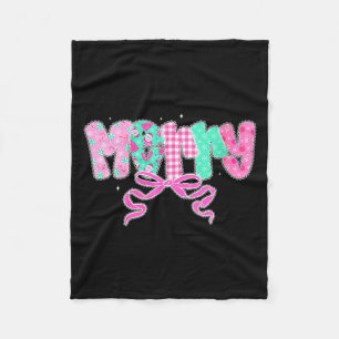Womens Preppy Coquette Merry Bow Vintage Retro Chr Fleece Blanket