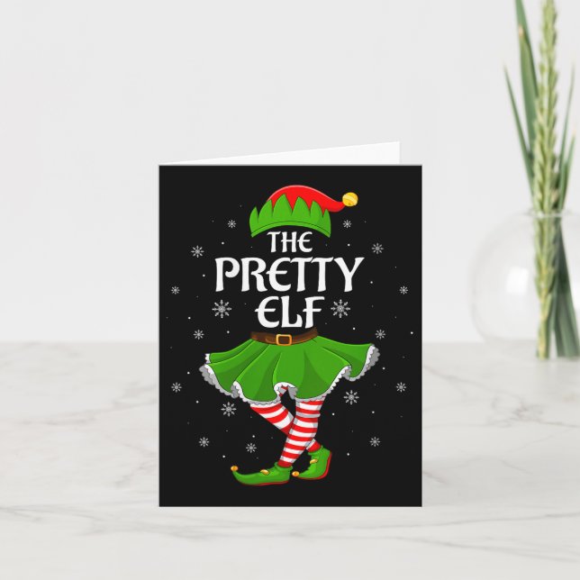 Womens Pretty Elf Christmas Family Girls Women Elf Card (Front)