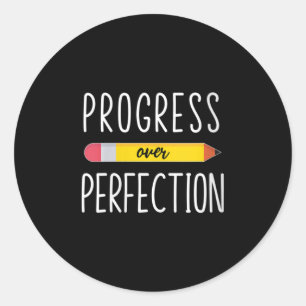 Womens Progress Over Perfection Motivational Back  Classic Round Sticker