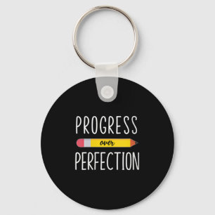 Womens Progress Over Perfection Motivational Back Key Ring