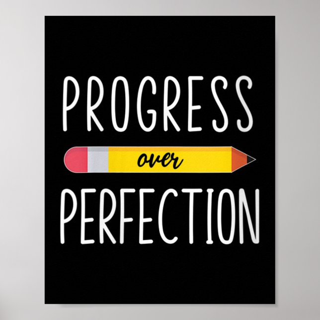 Womens Progress Over Perfection Motivational Back  Poster (Front)