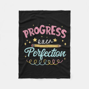 Womens Progress Over Perfection Motivational Teach Fleece Blanket