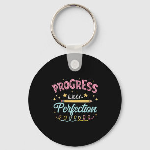 Womens Progress Over Perfection Motivational Teach Key Ring