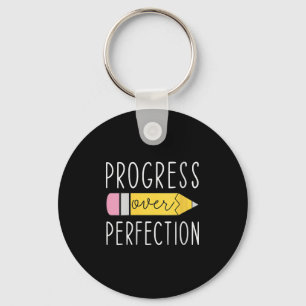 Womens Progress Over Perfection Motivational Teach Key Ring