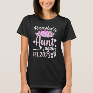 Womens Promoted To Aunt Again 2023 Floral Mother's T-Shirt