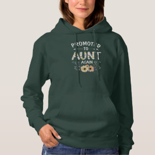 Womens Promoted to Aunt Again Flower New Aunt  Hoodie