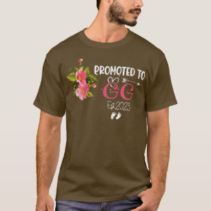 Womens Promoted to GG Est 2023 Women Floral First  T-Shirt