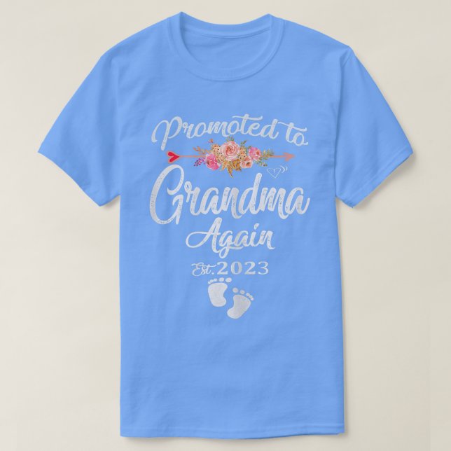 Womens Promoted To Grandma Again 2023 Soon To Be N T-Shirt (Design Front)
