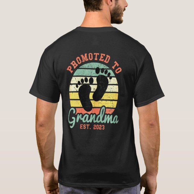 Womens Promoted To Grandma Est 2023 Grandmother Gr T-Shirt (Back)