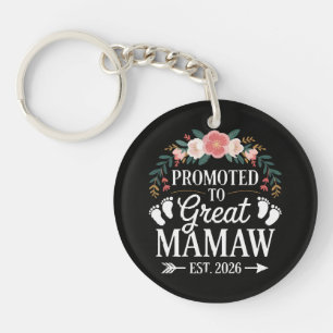 Womens Promoted to Great Mamaw Key Ring