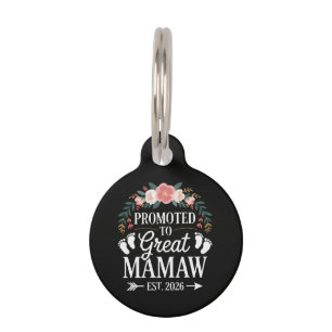 Womens Promoted to Great Mamaw Pet Tag