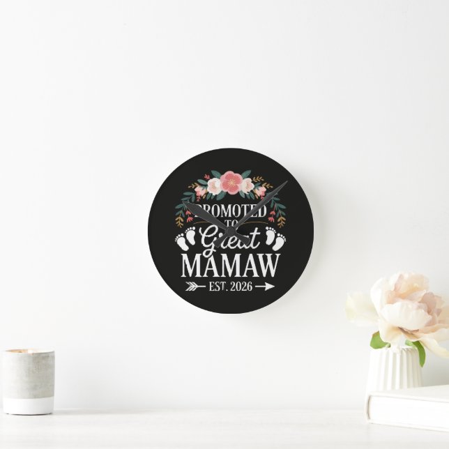 Womens Promoted to Great Mamaw Round Clock (Home)