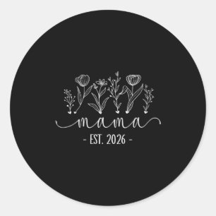 Womens Promoted To Mama 2026 Pregnancy Floral New  Classic Round Sticker