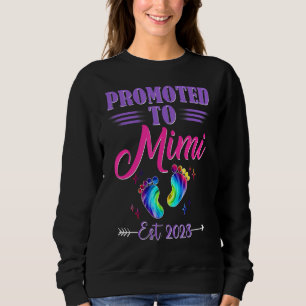 Womens Promoted To Mimi 2023 Tie Dye New Mum Sweatshirt