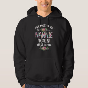 Womens Promoted To Nannie Again 2023 Floral Mother Hoodie