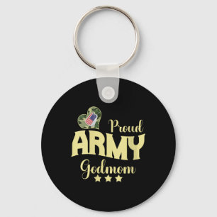 Womens Proud Army Godmom Camouflage Dog Tag Family Key Ring