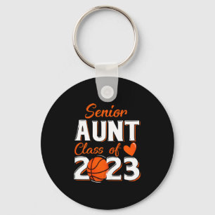 Womens proud aunt of a 2023 senior basketball grad key ring