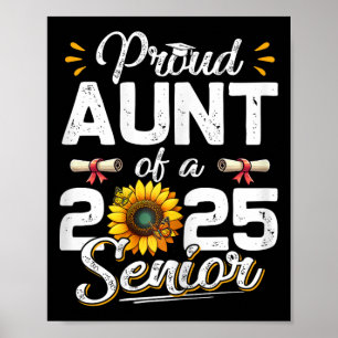 Womens Proud Aunt Of A Cl Of 2025 Senior Retro Gra Poster