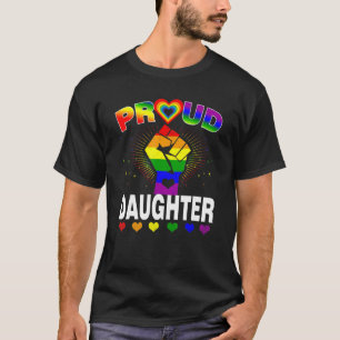 Womens Proud Daughter Rainbow Lgbt Gay Pride Mon T-Shirt