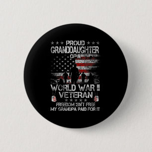 Womens Proud Granddaughter Of A Wwii Veteran Us Fl 6 Cm Round Badge