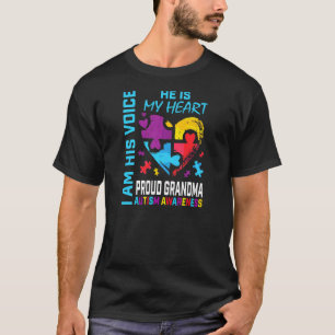 Womens Proud Grandma Autism Awareness Grandson Puz T-Shirt