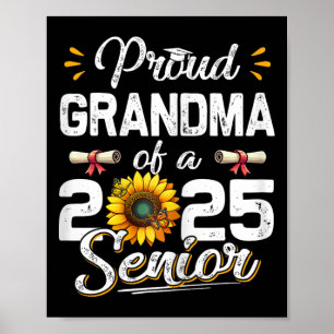 Womens Proud Grandma Of A Cl Of 2025 Senior Retro  Poster