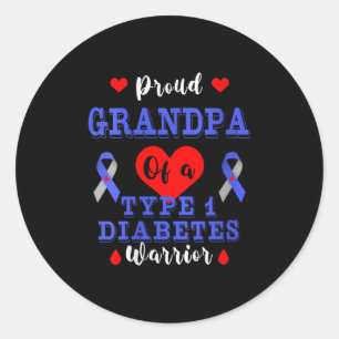 Womens Proud Grandpa Of A Type 1 Diabetes Awarenes Classic Round Sticker