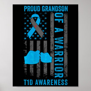 Womens Proud Grandson Of A T1d Warrior Type 1 Diab Poster