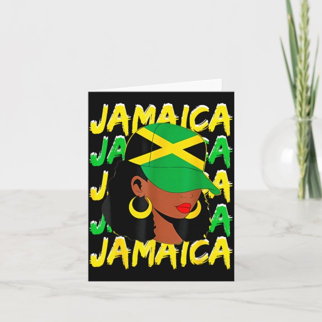 Womens Proud Jamaican Afro Black Woman Jamaica Fla Card (Front)