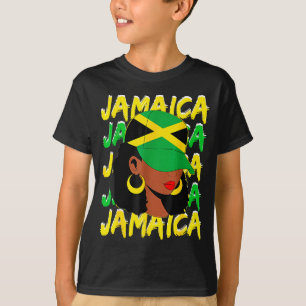 Womens Proud Jamaican Afro Black Woman Jamaica Fla T-Shirt