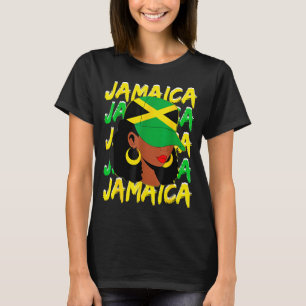 Womens Proud Jamaican Afro Black Woman Jamaica Fla T-Shirt