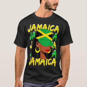 Womens Proud Jamaican Afro Black Woman Jamaica Fla T-Shirt