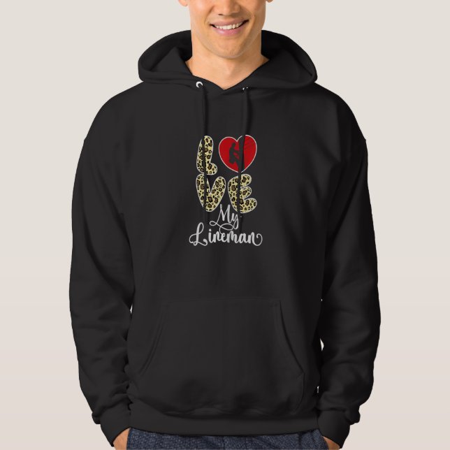 Womens Proud Line Wife - Love My Lineworker Husban Hoodie (Front)