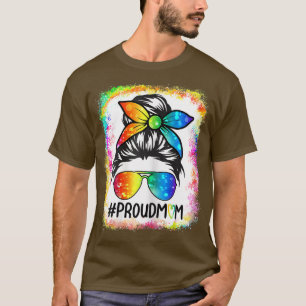 Womens Proud Mum Messy Bun LGBT Gay Pride Month Bl T-Shirt