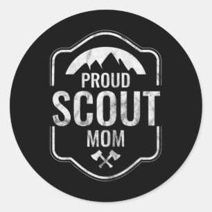 Womens Proud Scout Mum Mother Scouting Camping Classic Round Sticker