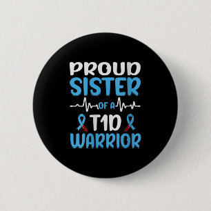 Womens Proud Sister Of A T1d Warrior V-neck 6 Cm Round Badge
