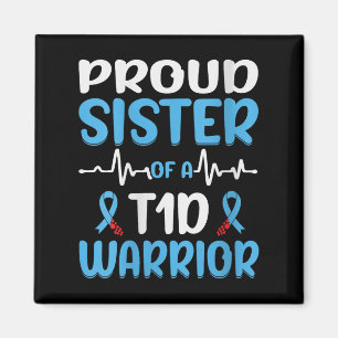Womens Proud Sister Of A T1d Warrior V-neck Magnet