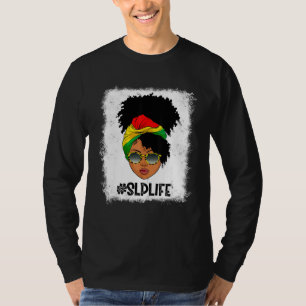 Womens Proud SLP Life Afro Messy Bun Black History T-Shirt