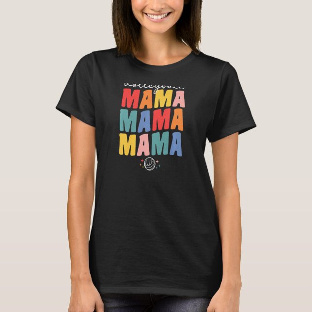 Womens Proud Volleyball Ball Mama For Women Groovy T-Shirt (Front)